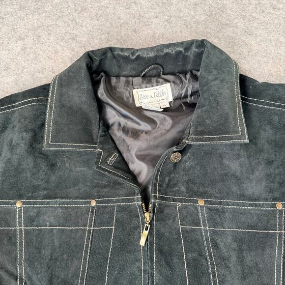 Live a Little Black Suede Leather Biker Jacket Classic Women's Full Zip Size XL - Picture 5 of 9